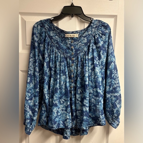 Free People “We The Free” 100% Cotton Cool Meadow Printed Top Size Small - Picture 2 of 5